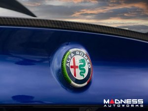 Alfa Romeo Giulia Carbon Fiber Rear Emblem Frame Trim - Italian Theme